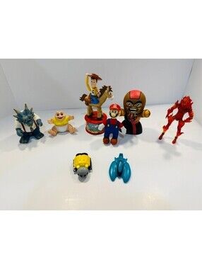 Vintage 90s Toy Lot Jim Henson Dinosaurs Baby Sinclair Marvel Human Torch Mario